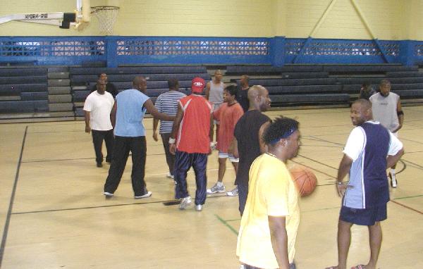 Reunion-Basketball Teams Warm Up